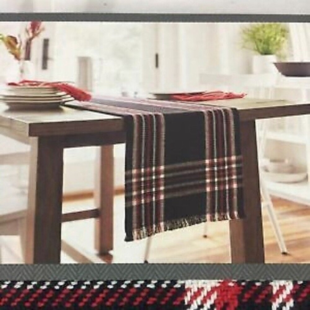 Red Black StripeTable Runner 14x72 table runner Home decor Kitchen Holiday